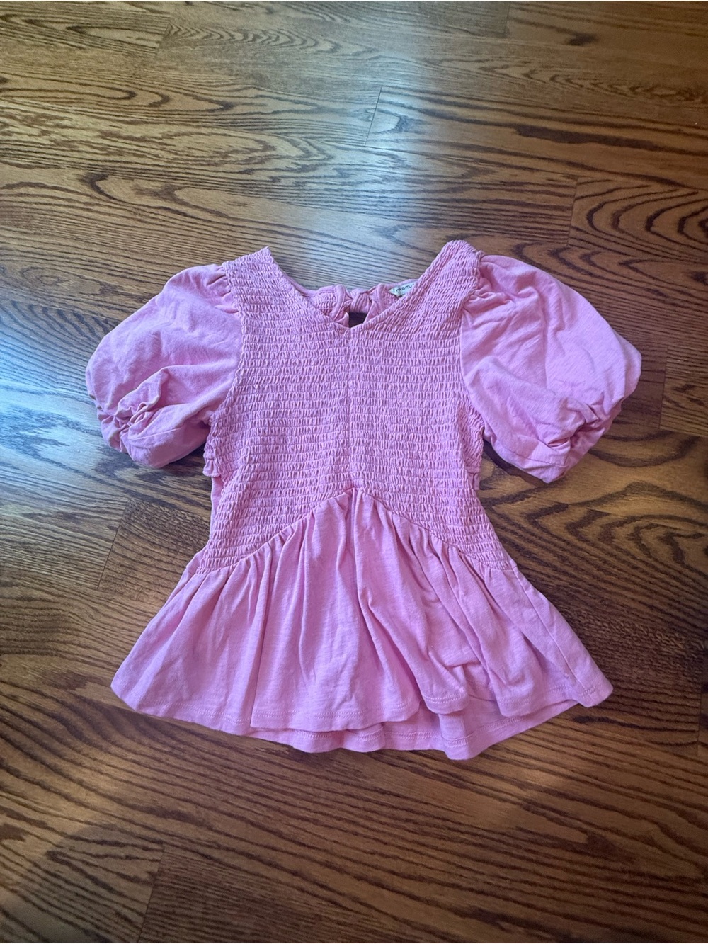 Habitual Pink Smocked Peplum Top with Bow
